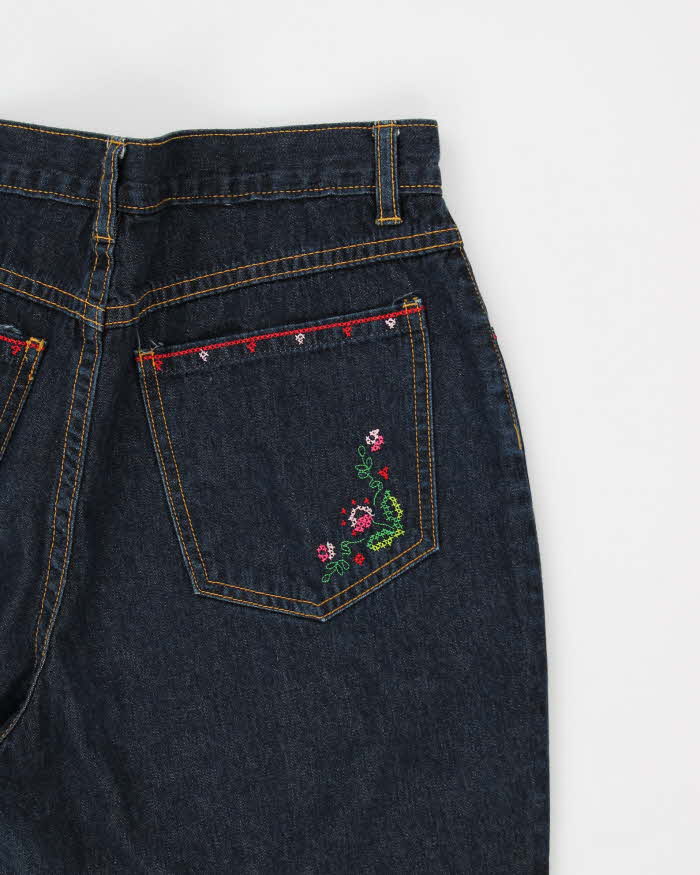 Vintage Women's Embroidered Dark Wash Flares - W30 L24