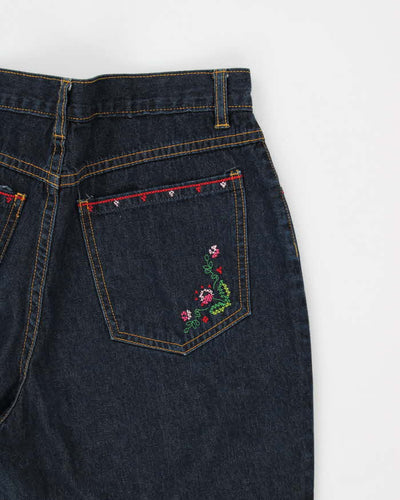 Vintage Women's Embroidered Dark Wash Flares - W30 L24