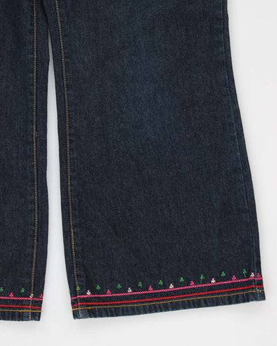 Vintage Women's Embroidered Dark Wash Flares - W30 L24
