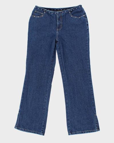 Vintage Women's Mid Waisted Sequence Flare Jeans - W24 L28