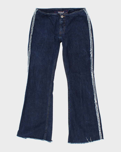 Vintage Women's Y2K Guess Frayed Flare Jeans - W28 L29