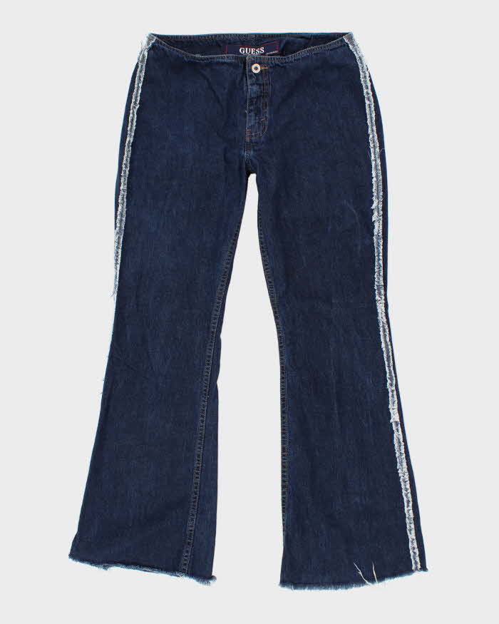 Vintage Women's Y2K Guess Frayed Flare Jeans - W28 L29
