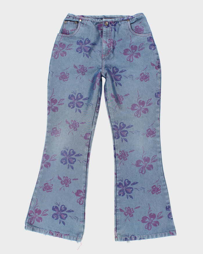 Vintage Y2K Women's Butterfly Printed Flare Jeans - W26 L27