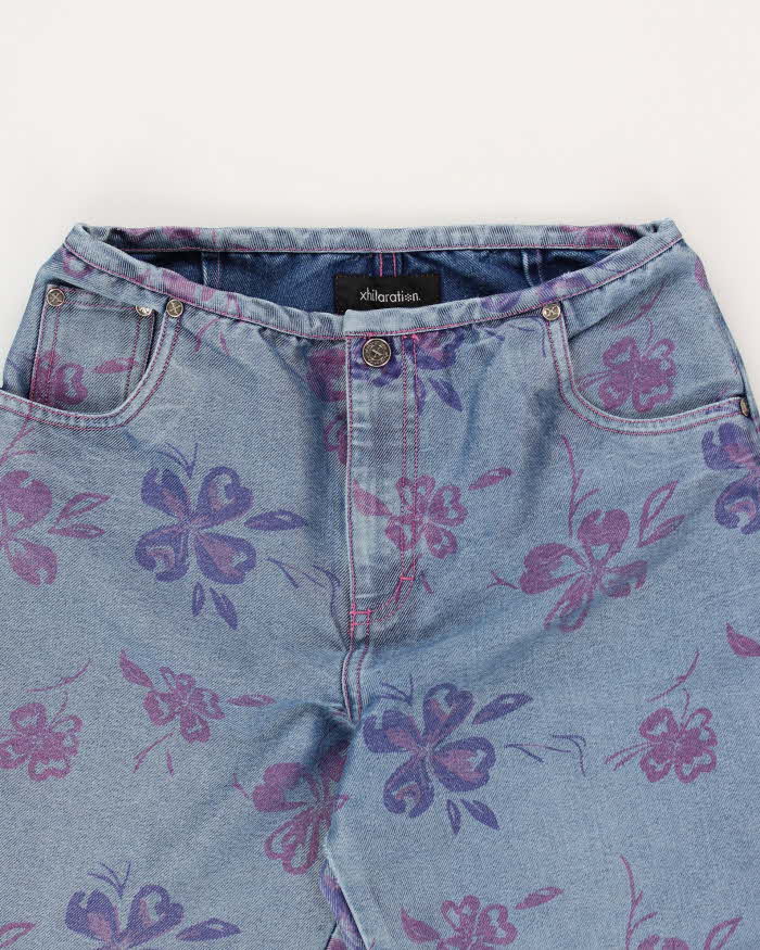 Vintage Y2K Women's Butterfly Printed Flare Jeans - W26 L27