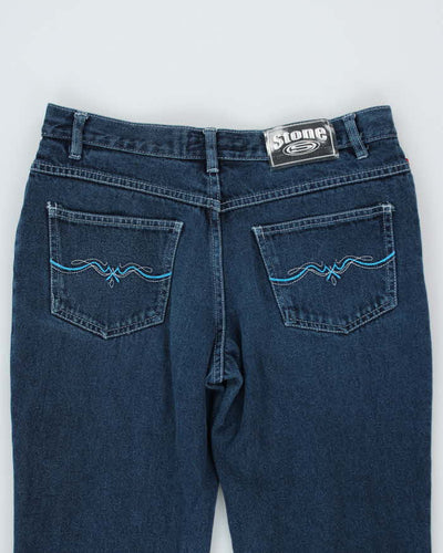 Vintage 90s Stone Dark Wash Flare Jeans - W32 L32