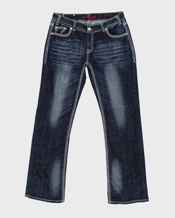Vintage Y2k 00s Rock &amp; Roll Cowgirl Rhinestone Jeans - W34 L34