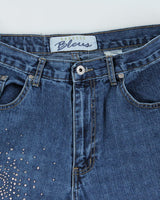 Y2k 00s Express Blues Rhinestone Jeans - W32 L31
