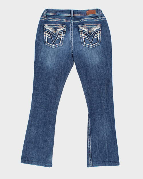 Y2k 00s VGS Rhinestone Embroidered Jeans - W32 L30