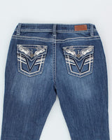 Y2k 00s VGS Rhinestone Embroidered Jeans - W32 L30