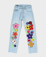 Y2k 00s Blush on Distressed Patchwork Jeans - W26 L29