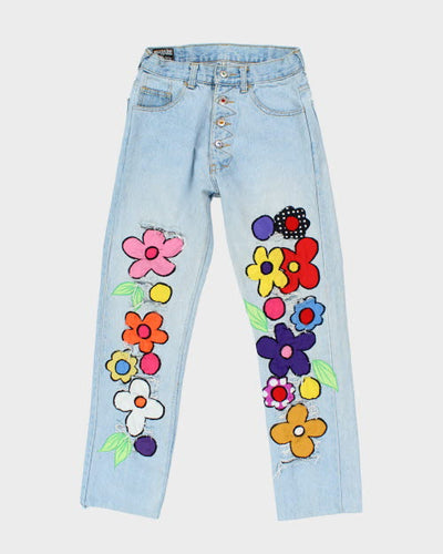 Y2k 00s Blush on Distressed Patchwork Jeans - W26 L29
