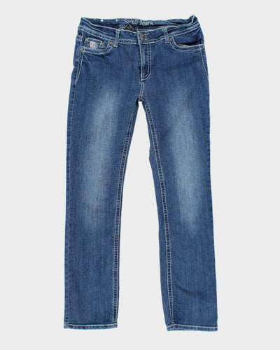 Vintage Y2K Gothic Style Dark Wash Flared Jeans - W28 L30