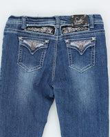 Vintage Y2K Gothic Style Dark Wash Flared Jeans - W28 L30
