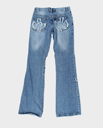 Vintage 90s/00s Aladin Fray Detailed Flare Jeans - W30 L33