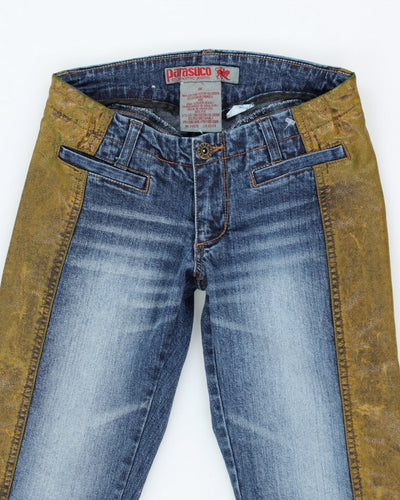 Y2k 00s Parasuco Leather Panel Jeans - W26 L34