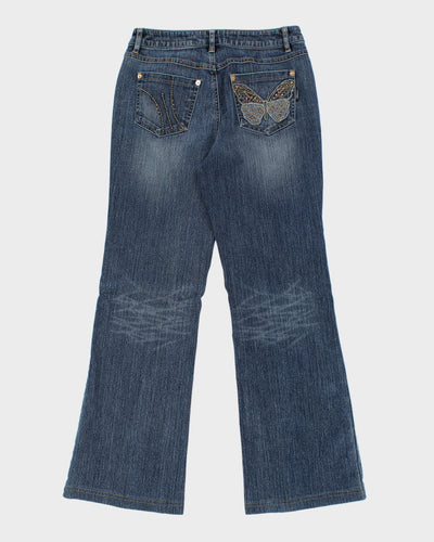 Y2k 00s Embroidered Rhinestone Jeans - W28 L29