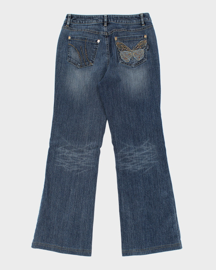 Y2k 00s Embroidered Rhinestone Jeans - W28 L29