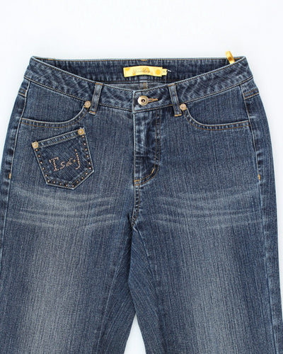 Y2k 00s Embroidered Rhinestone Jeans - W28 L29