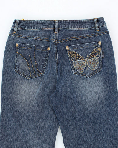 Y2k 00s Embroidered Rhinestone Jeans - W28 L29