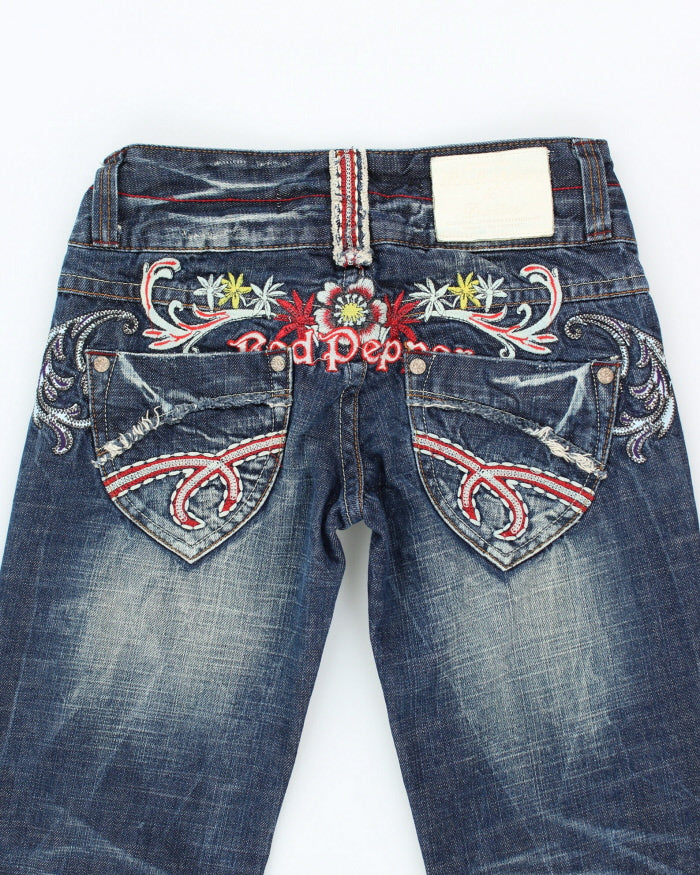 Y2k 00s Red Pepper Embroidered Jeans - W28 L32