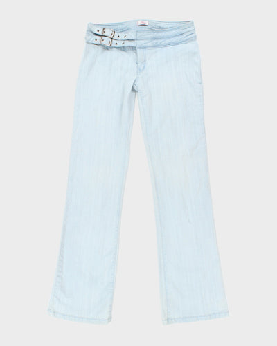 Y2k 00s Light Wash Buckle Bootcut Jeans - W32 L33