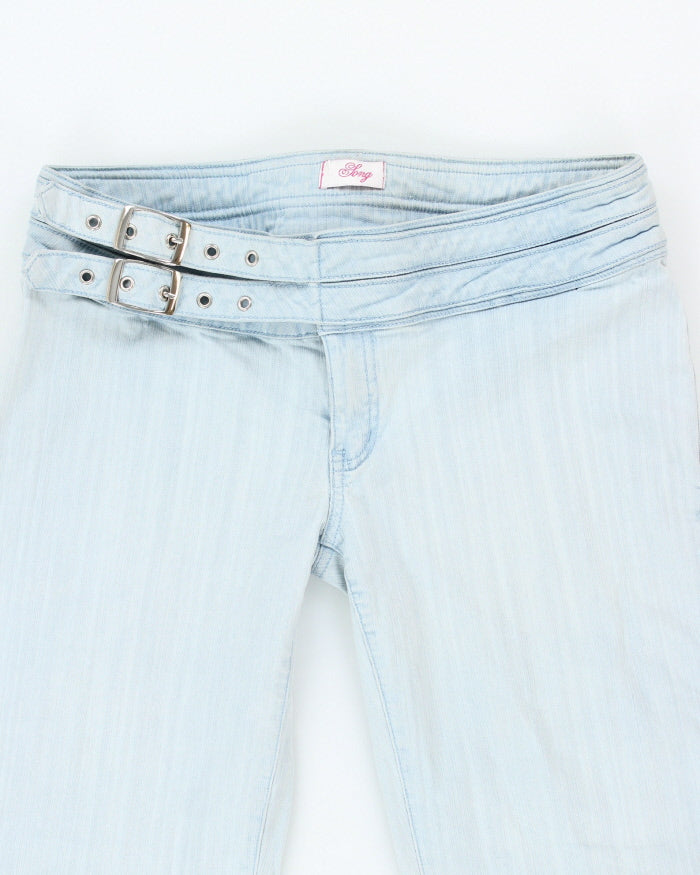 Y2k 00s Light Wash Buckle Bootcut Jeans - W32 L33