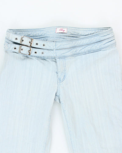 Y2k 00s Light Wash Buckle Bootcut Jeans - W32 L33