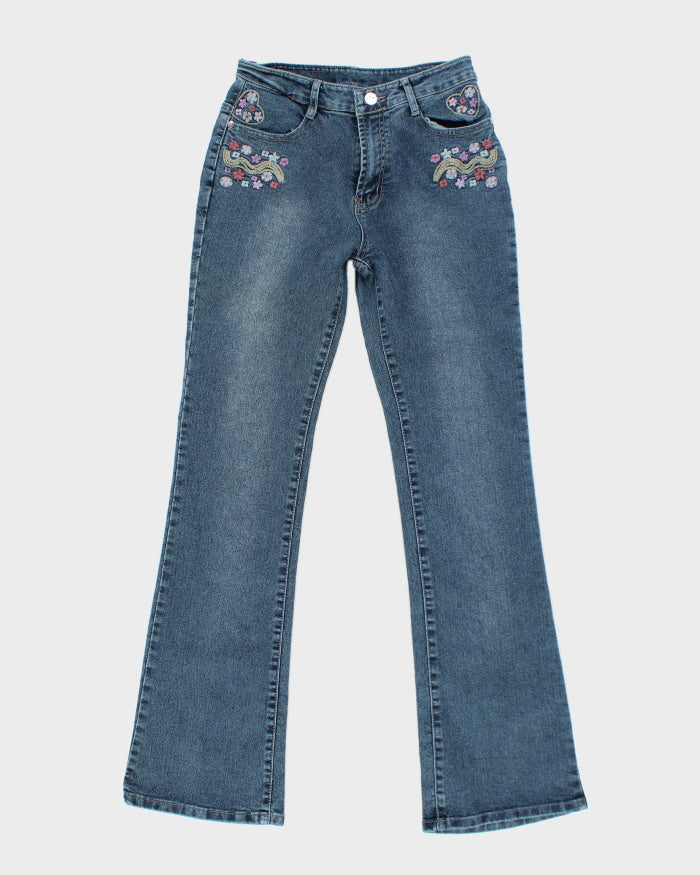 Y2k 00s Embroidered Floral Jeans - W29 L31