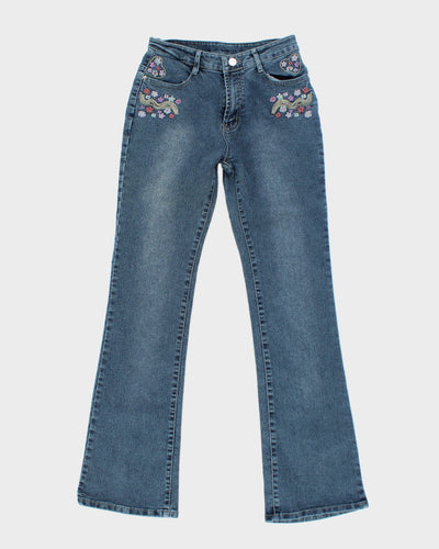 Y2k 00s Embroidered Floral Jeans - W29 L31