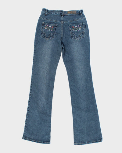 Y2k 00s Embroidered Floral Jeans - W29 L31