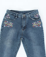 Y2k 00s Embroidered Floral Jeans - W29 L31
