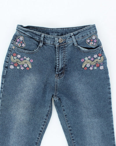 Y2k 00s Embroidered Floral Jeans - W29 L31