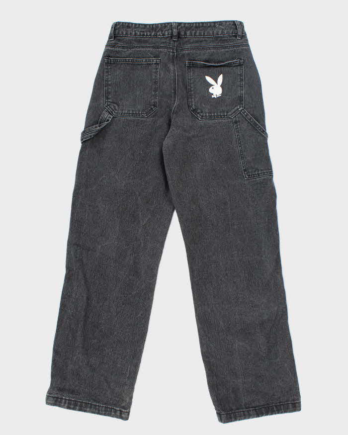 Vintage Y2K Women's Playboy Grey Wash Relaxed Fit Jeans - W26 L28