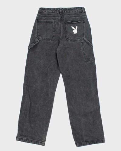 Vintage Y2K Women's Playboy Grey Wash Relaxed Fit Jeans - W26 L28
