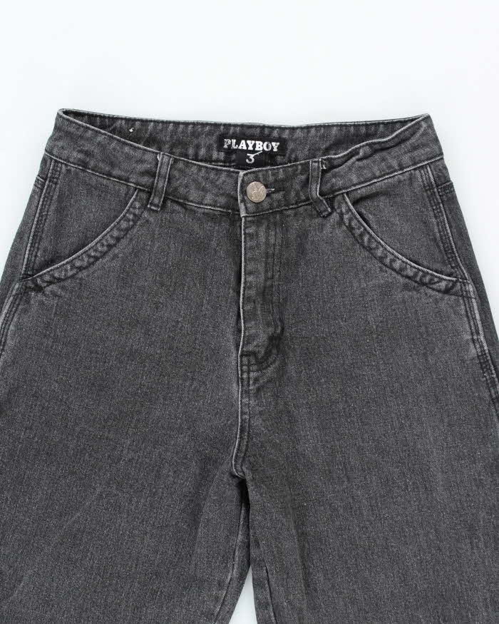 Vintage Y2K Women's Playboy Grey Wash Relaxed Fit Jeans - W26 L28