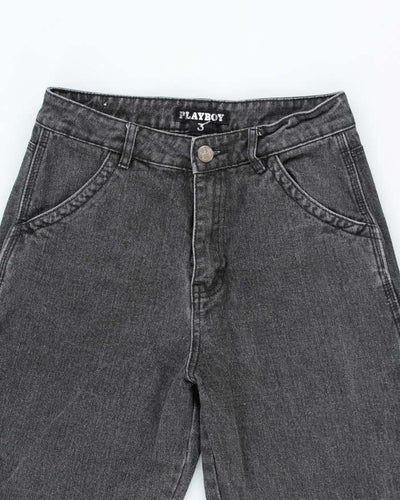 Vintage Y2K Women's Playboy Grey Wash Relaxed Fit Jeans - W26 L28