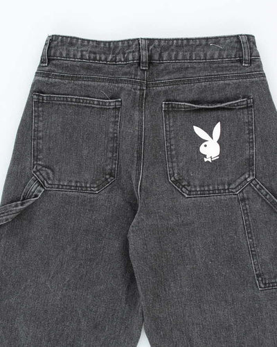 Vintage Y2K Women's Playboy Grey Wash Relaxed Fit Jeans - W26 L28