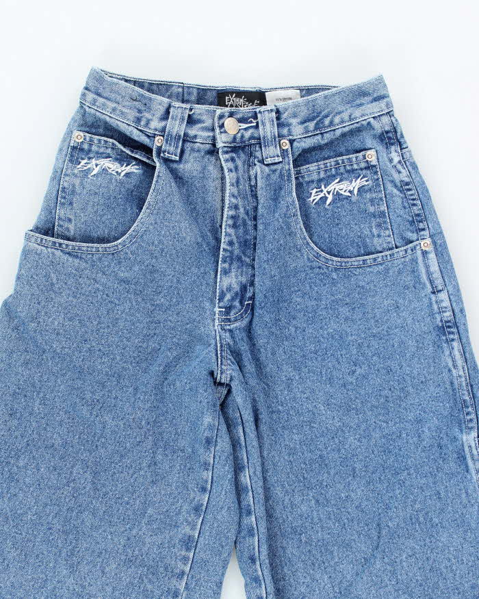 Vintage Y2K Extreme Baggy Heavyweight Light Wash Jeans - W24 L22