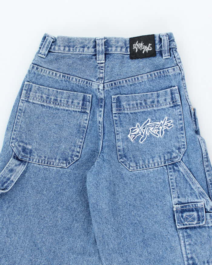 Vintage Y2K Extreme Baggy Heavyweight Light Wash Jeans - W24 L22
