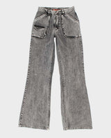 Vintage Y2K Grey Stone Wash Flared Jeans - W24 L32