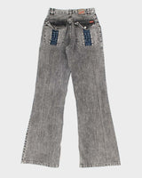 Vintage Y2K Grey Stone Wash Flared Jeans - W24 L32