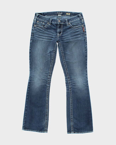 Vintage Y2K Women's Silver Bootcut Dark Wash Denim Jeans - W32 L31
