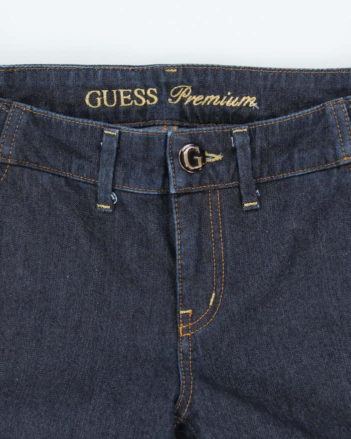 Y2K 00s Guess Premium Dark Wash Low Rise Flare Jeans - W30 L32 – Rokit