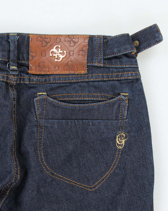 Y2K 00s Guess Premium Dark Wash Low Rise Flare Jeans - W30 L32 – Rokit