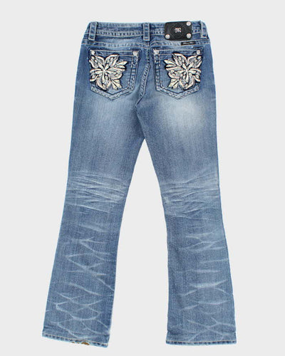 Vintage Women's Y2K Miss Me Sequined Flared Jeans - W28 L28