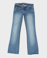 Vintage Y2K Women's Moto Medium Wash Flared Jeans - W28 L31