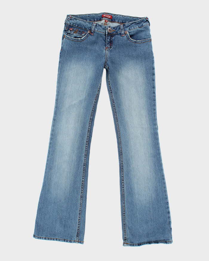 Vintage Y2K Women's Moto Medium Wash Flared Jeans - W28 L31