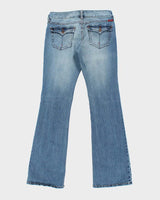 Vintage Y2K Women's Moto Medium Wash Flared Jeans - W28 L31