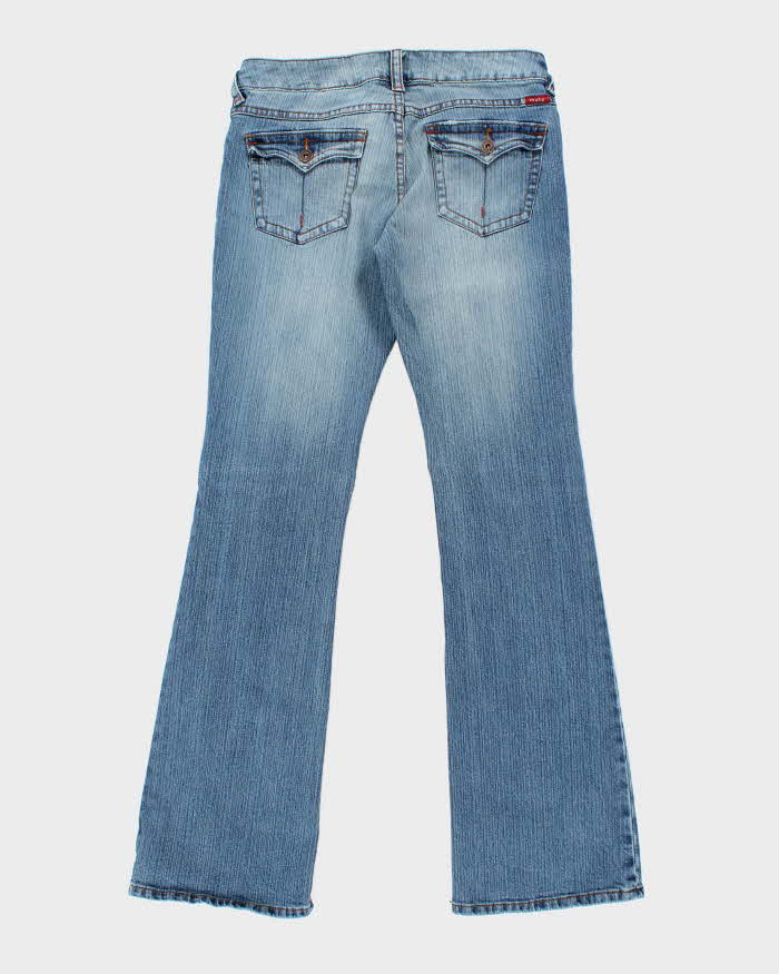 Vintage Y2K Women's Moto Medium Wash Flared Jeans - W28 L31