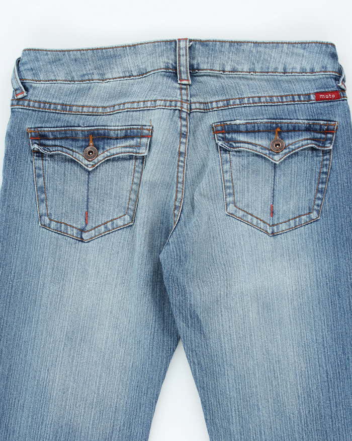 Vintage Y2K Women's Moto Medium Wash Flared Jeans - W28 L31